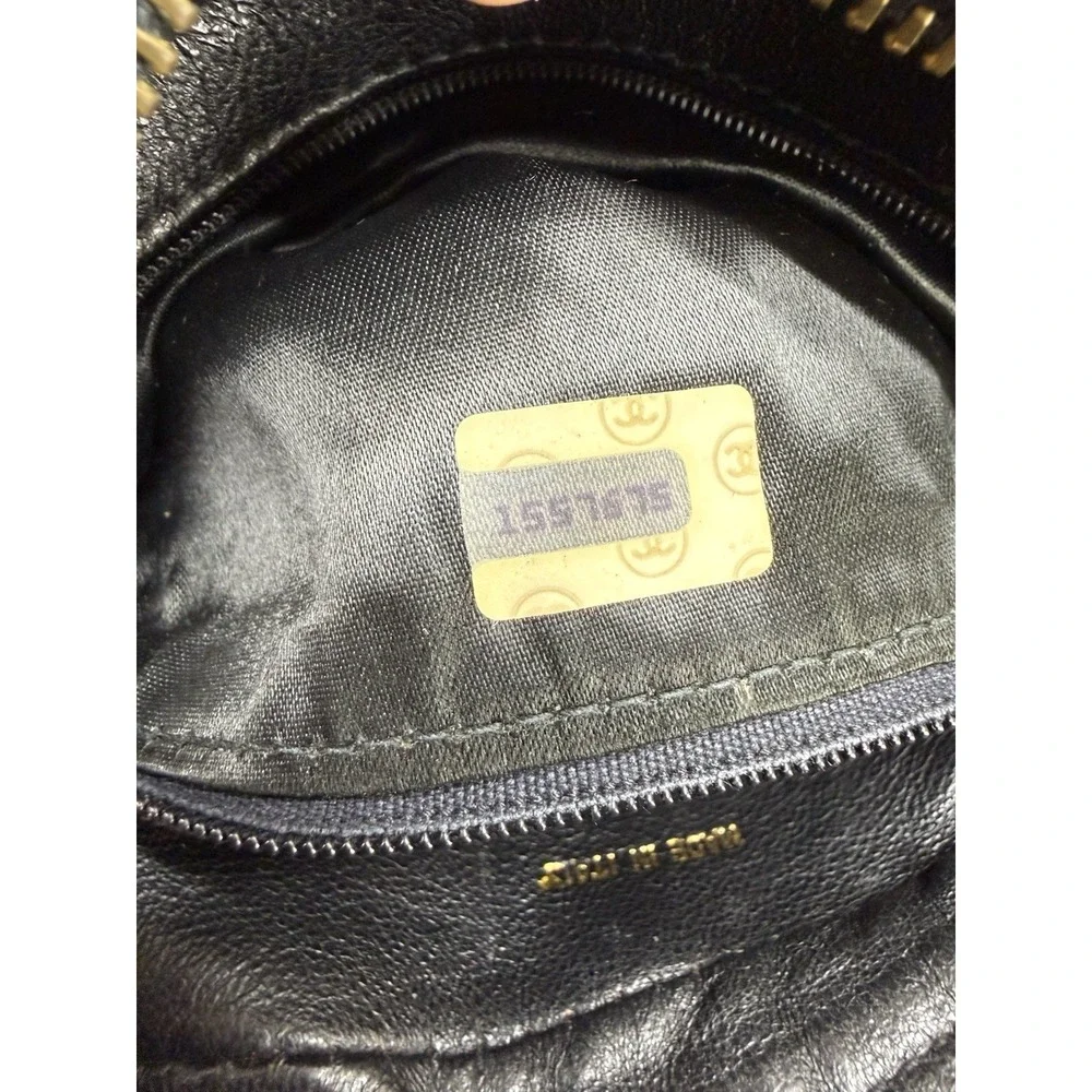 CHANEL Vintage 90s Quilted Suede Small Camera Bag Black Suede Zipper Tassel